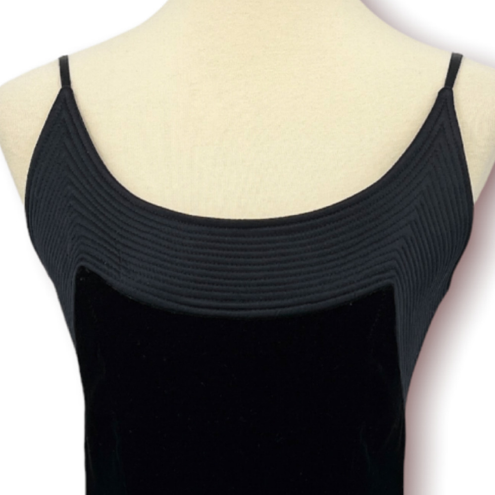 VINTAGE Valentino Boutique Black Velvet Quilted Detail Cami Top Size 10 - Picture 2 of 10